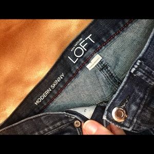 Ann Taylor LOFT Modern Skinny Jeans in Dark Blue.